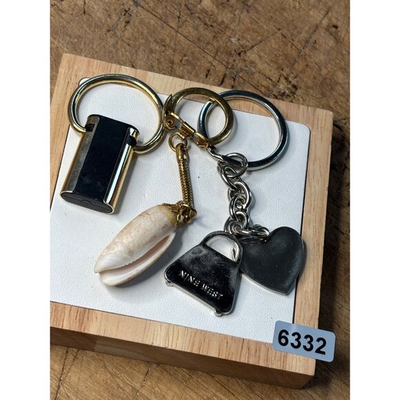 Vintage Gold & Silver Keychain Set With Shell Heart & Nine West Bag Charms - Picture 4 of 5